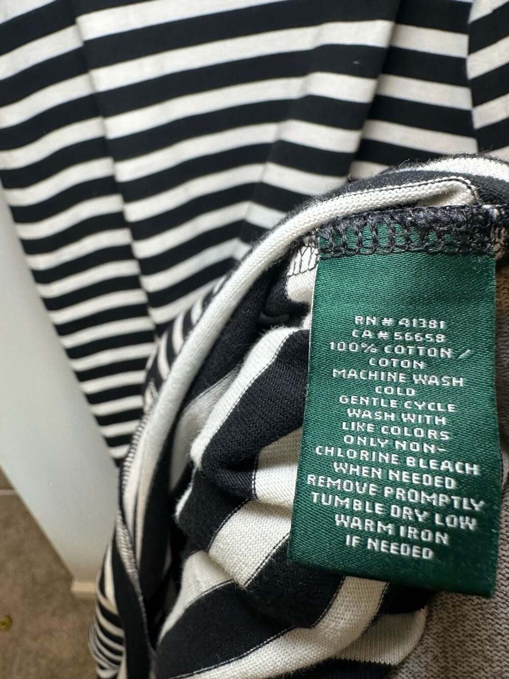 100% Cotton Ralph Lauren Women's Striped Asymmetrical Flounce Dress Blue White L - Picture 3 of 9